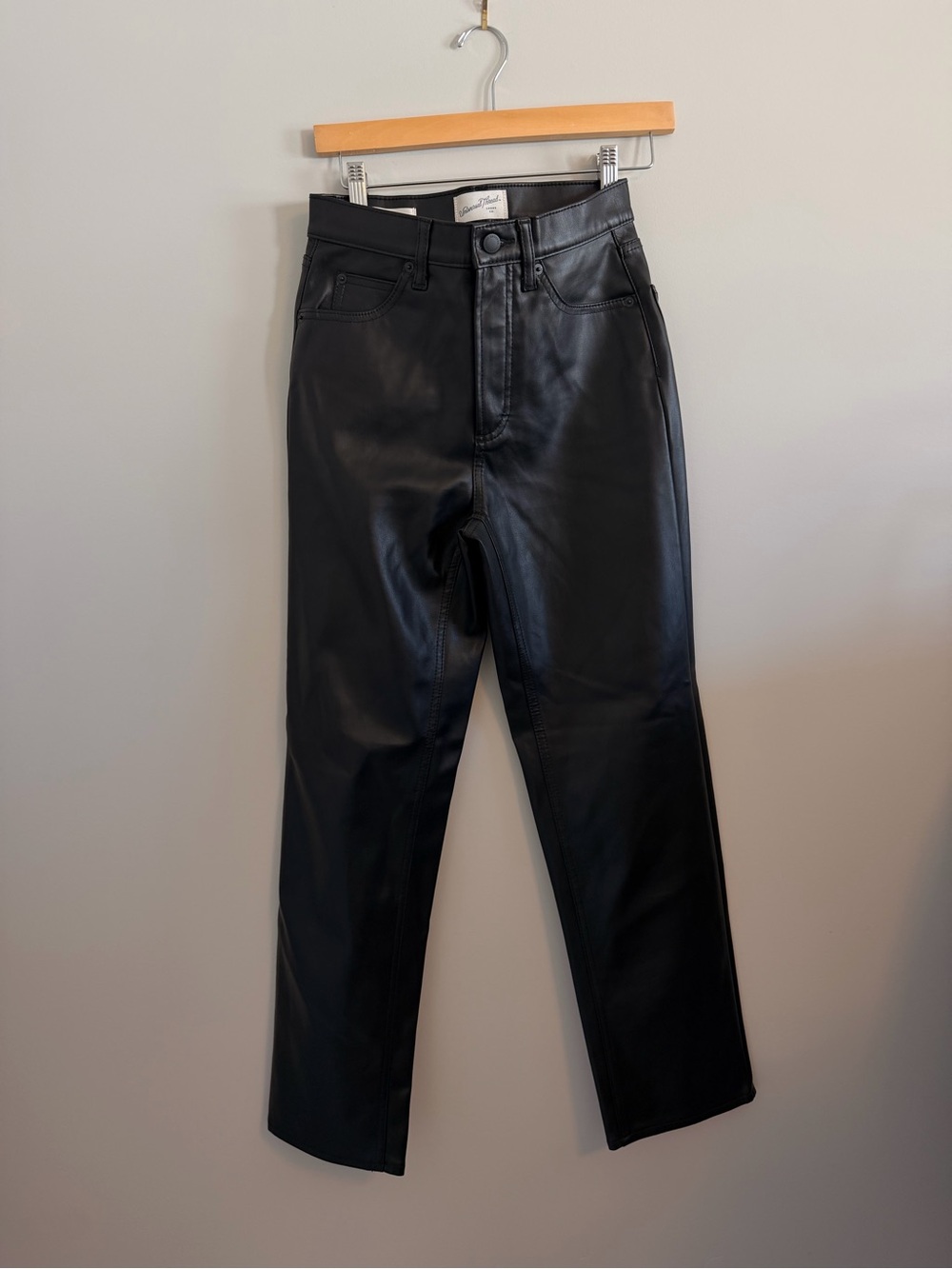 Universal Thread Black Faux Leather Straight Pants
